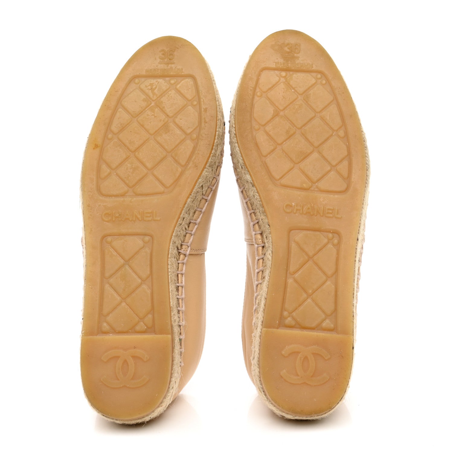 Chanel Lambskin CC Espadrilles 36 Beige Black 5 of 10