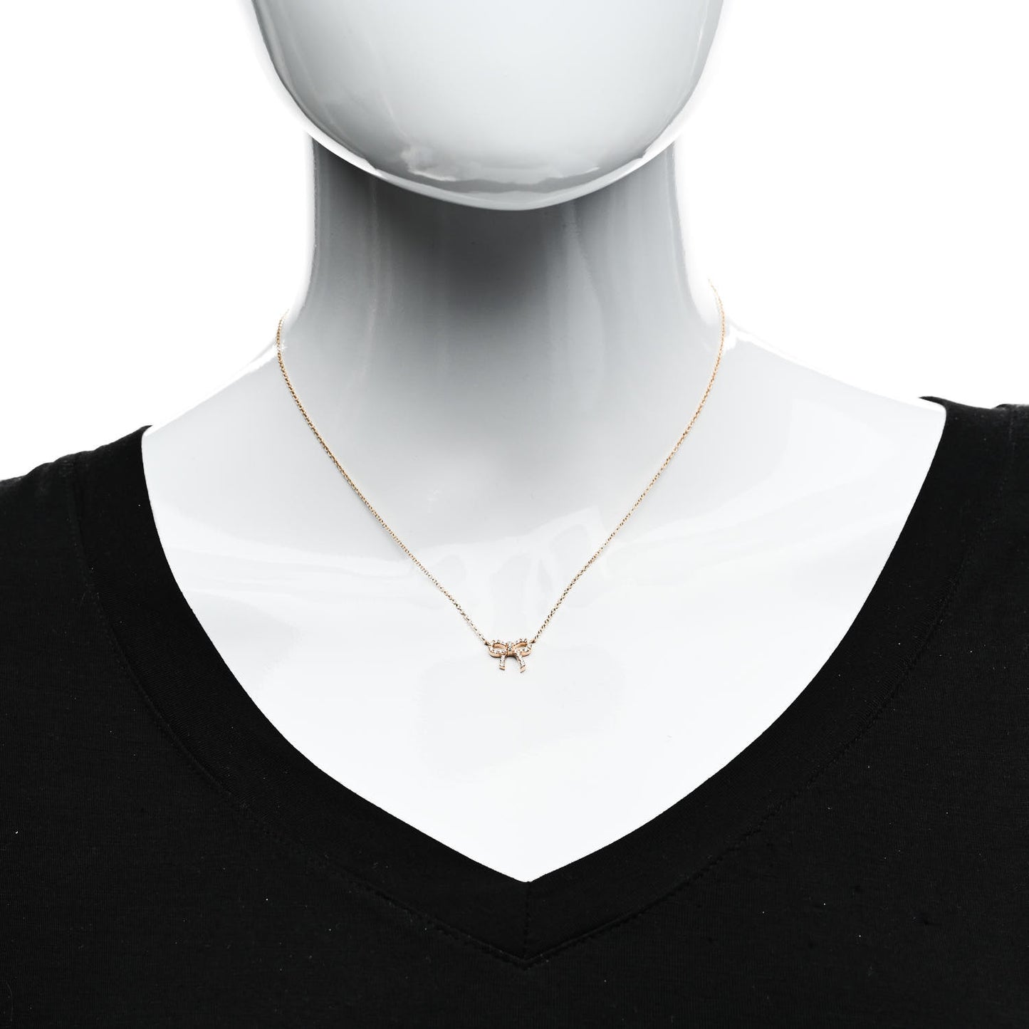 18K Rose Gold Diamond Mini Bow Pendant Necklace