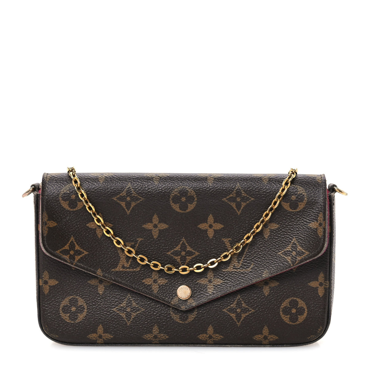 Monogram Pochette Felicie Chain Wallet Fuchsia