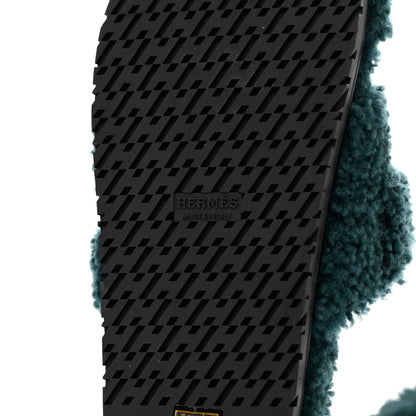 Hermes Woolskin Womens Chypre Sandals 38 Vert Anglais 7 of 10