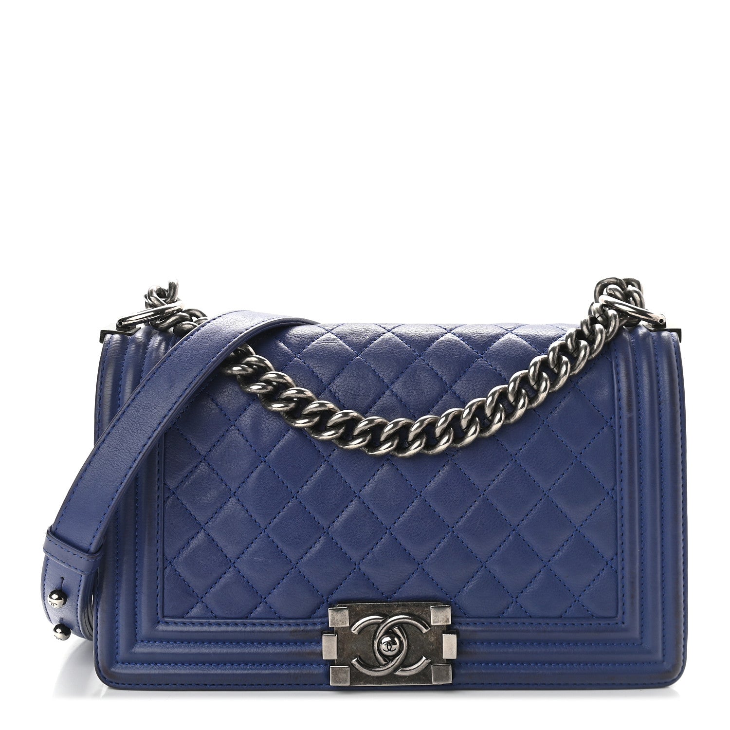 Chanel Calfskin Quilted Medium Boy Flap Blue 1 of 10