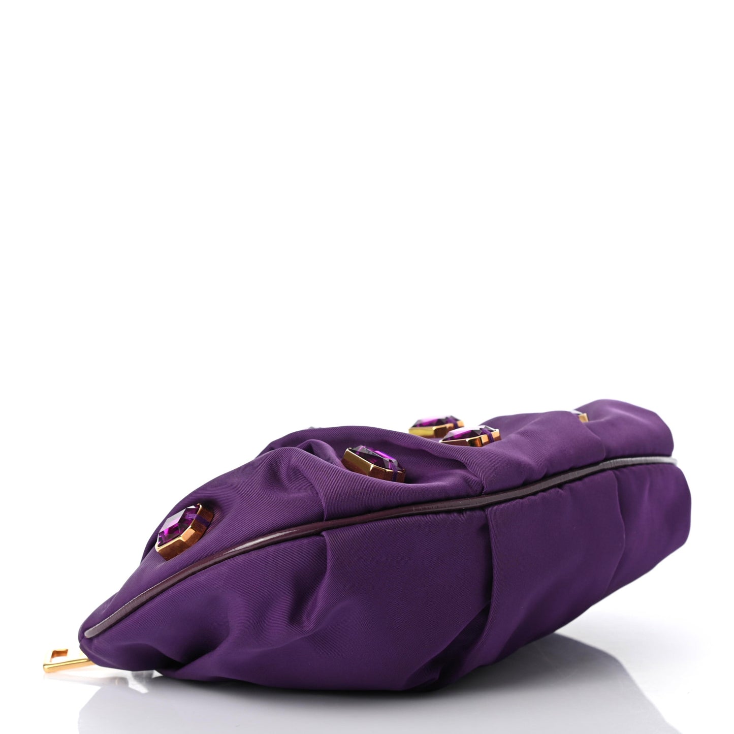 Satin Crystal Embellished Wristlet Clutch Viola