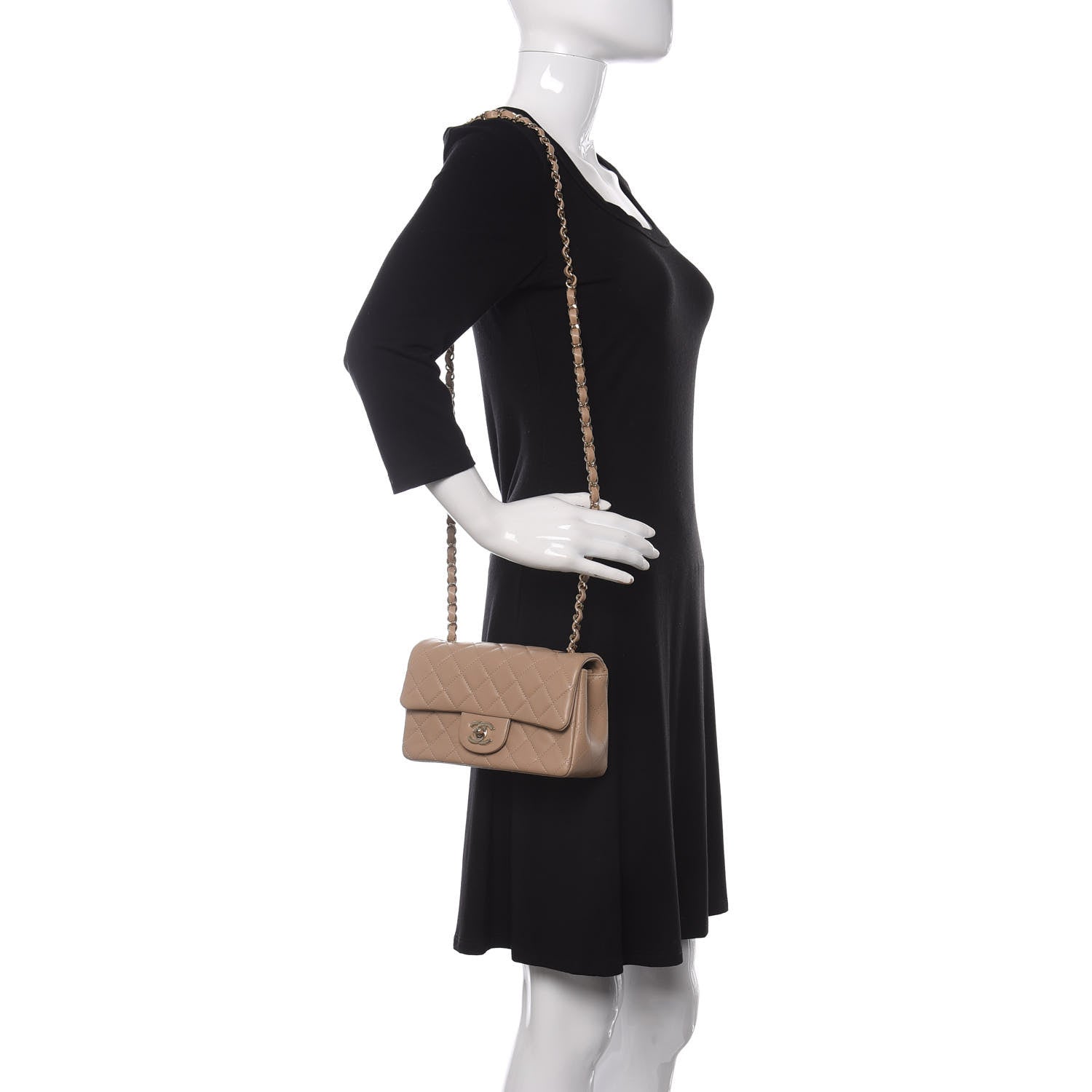 Chanel Lambskin Quilted Mini Rectangular Flap Dark Beige 2 of 11