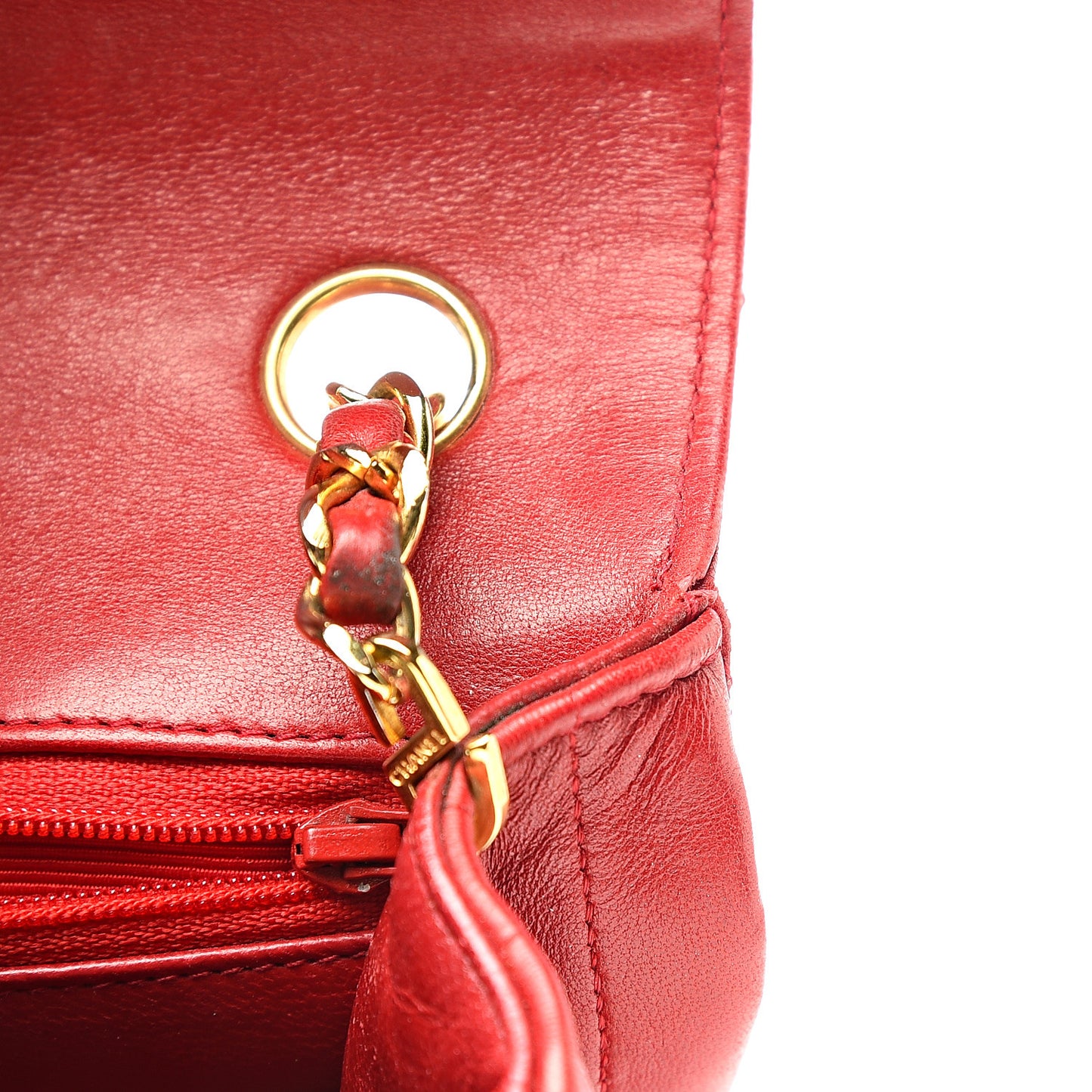 Lambskin Quilted Small Single Flap Red