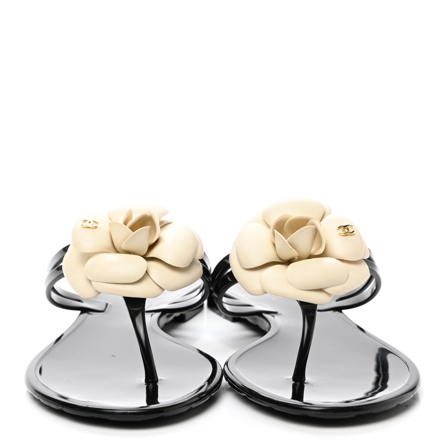 Jelly Camellia Thong Sandals 39 Black Ivory