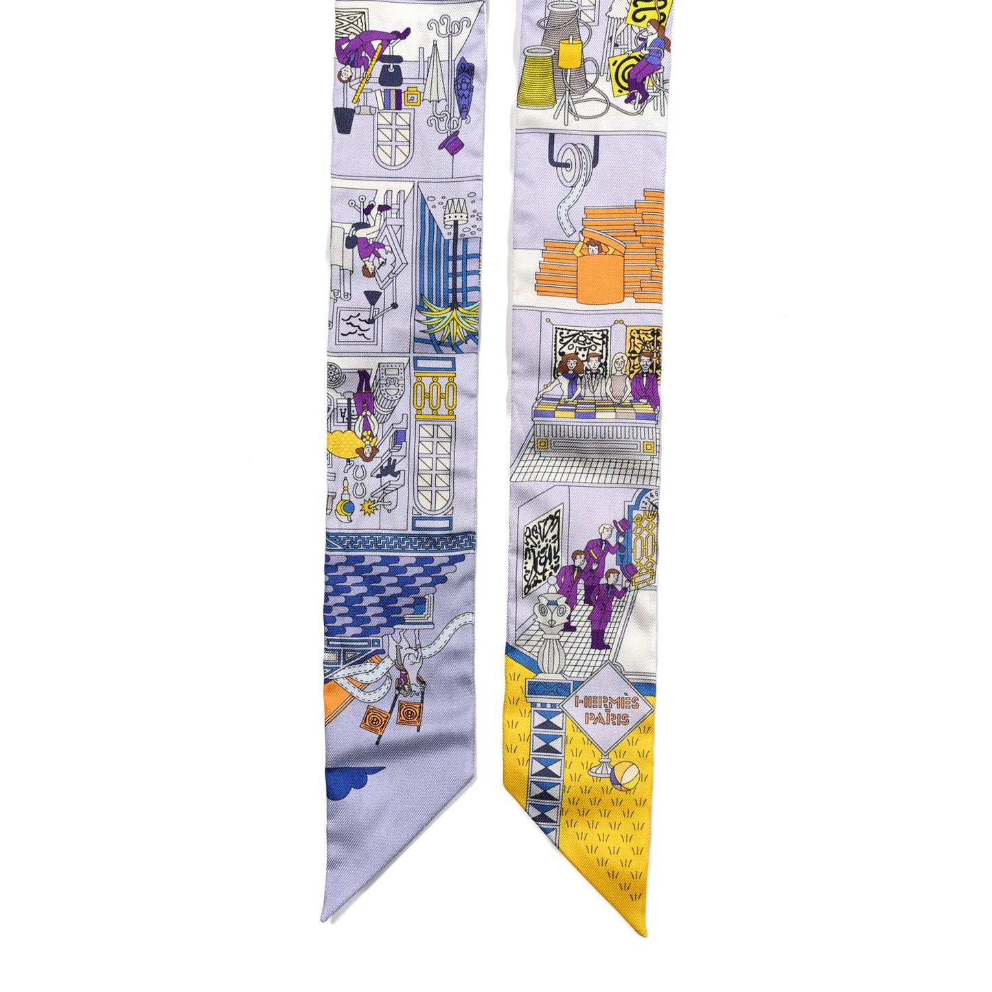 Silk La Maison des Carres Twilly Bleu Pale Jaune Vif