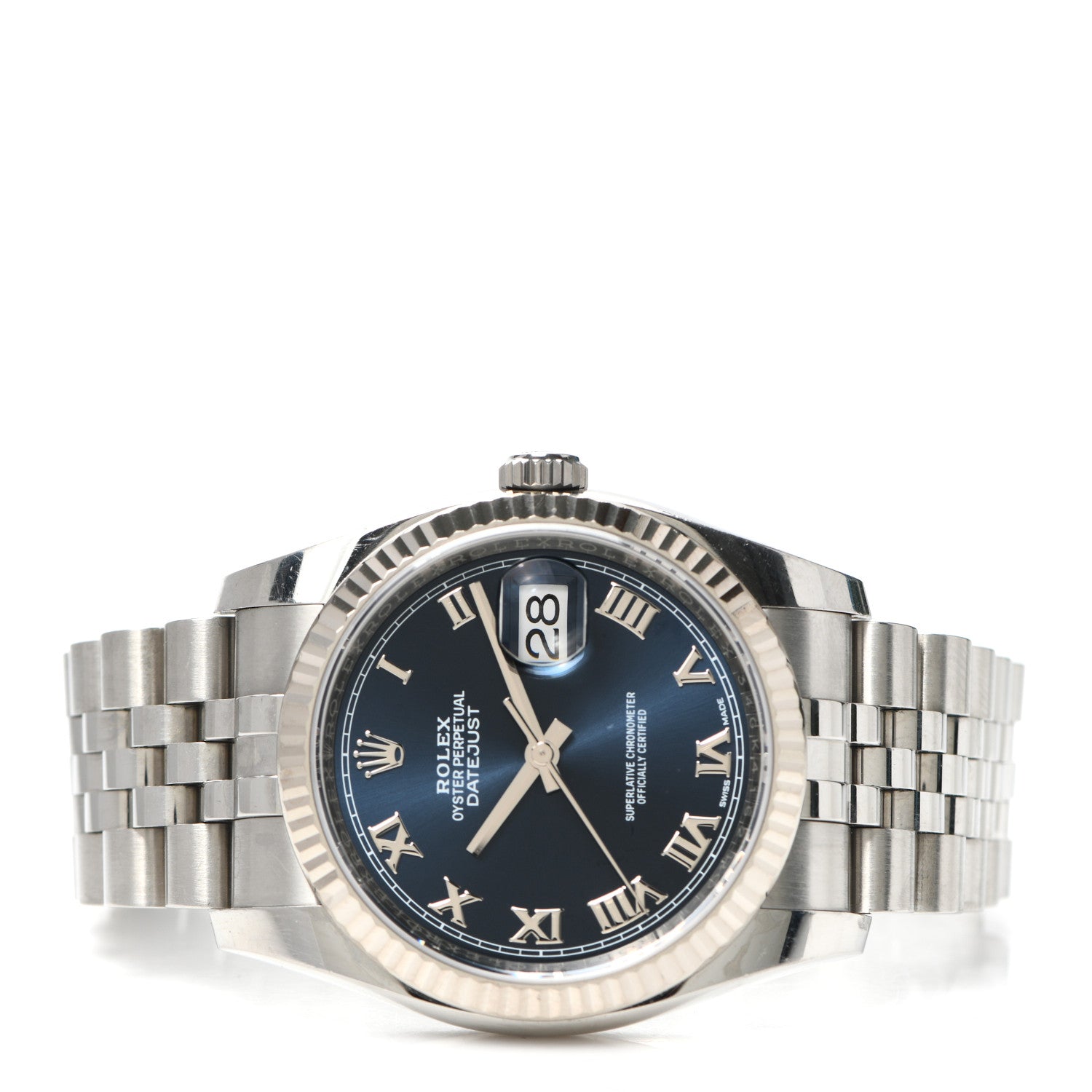 Rolex Stainless Steel 18K White Gold 36mm Oyster Perpetual Datejust Watch Blue Roman 116234 2 of 4