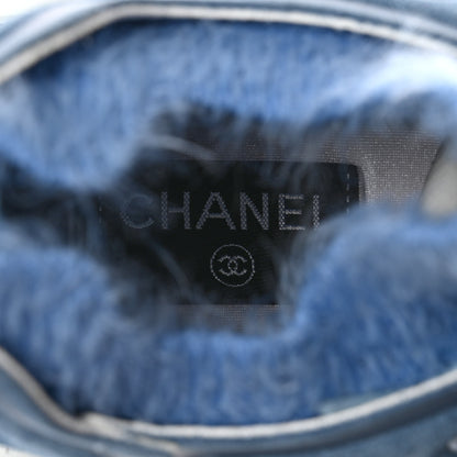 Chanel Suede Calfskin Stretch Fabric CC Sneakers 40 Light Blue 6 of 7