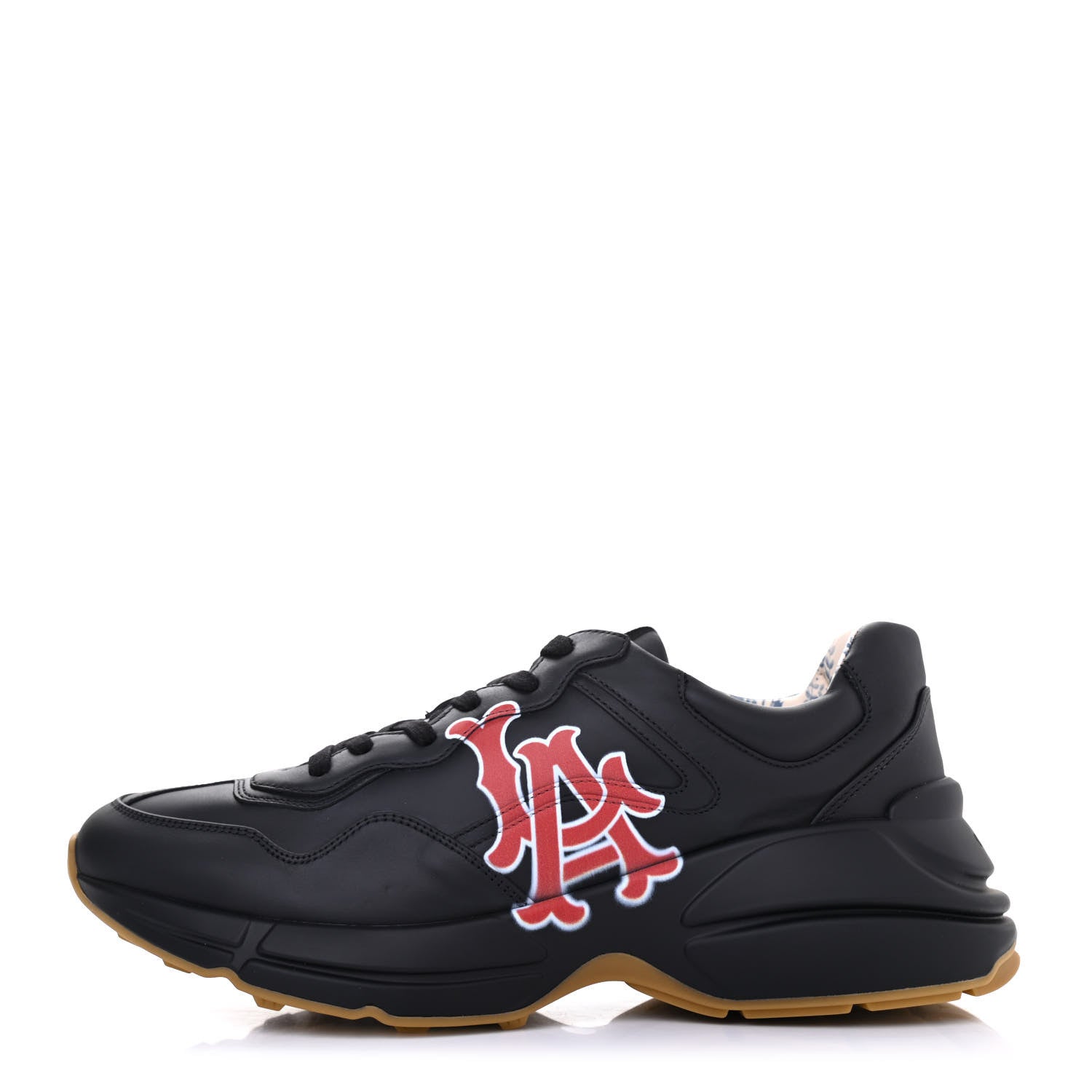 Gucci X MLB Calfskin LA Dodgers Mens Rhyton Sneakers 8.5 Black 1 of 4