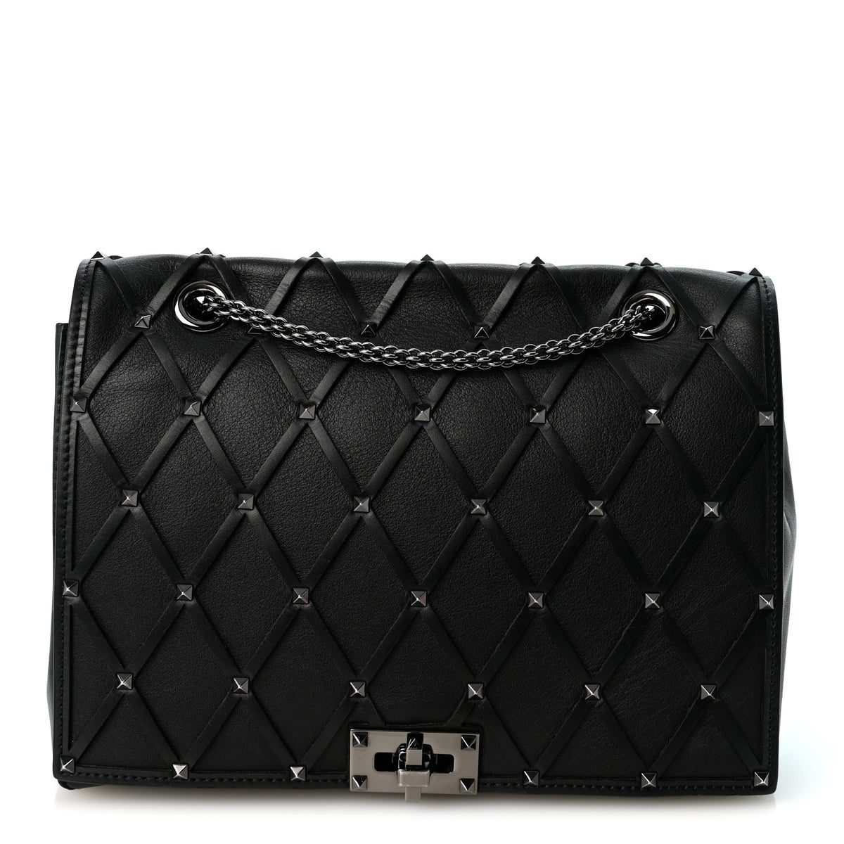 Valentino Garavani Smooth Calfskin Quilted Beehive Shoulder Bag Black 1 of 8