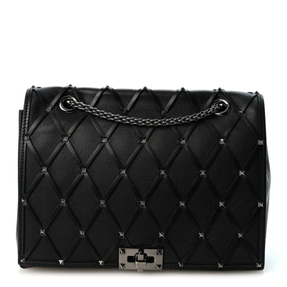 Valentino Garavani Smooth Calfskin Quilted Beehive Shoulder Bag Black 1 of 8