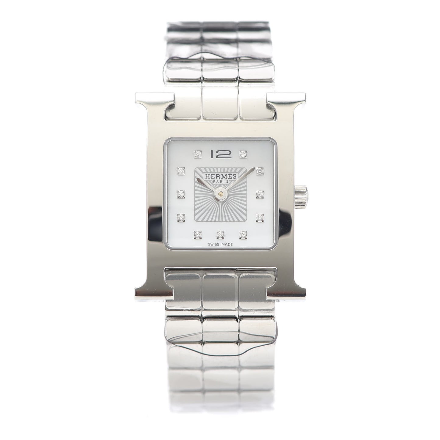 Stainless Steel Diamond Mother of Pearl 21mm Heure H Hour Quartz Watch