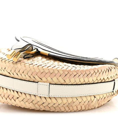 Chloe Raffia Small Grain Calfskin Small Marcie Basket Crossbody White 11 of 11