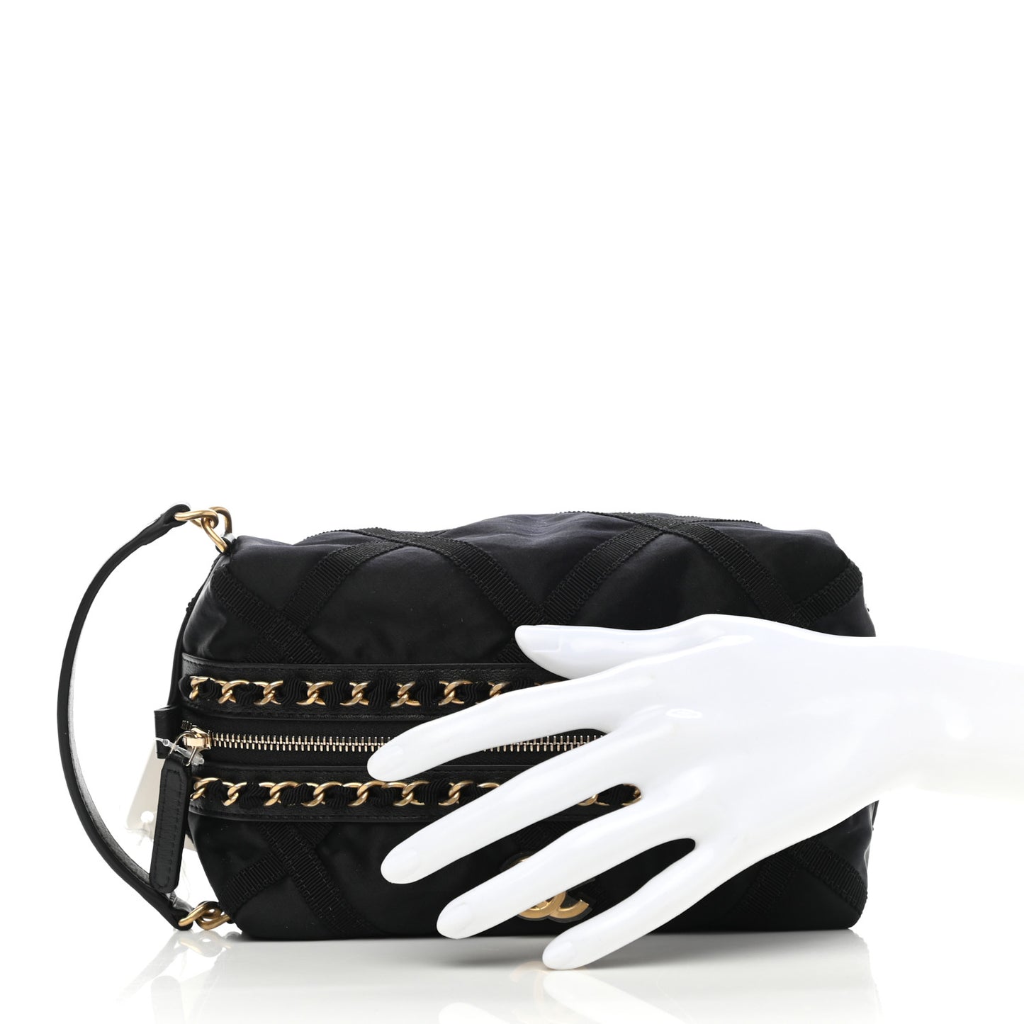 Nylon Grosgrain Lifestyle Pouch With Sleep Mask Black