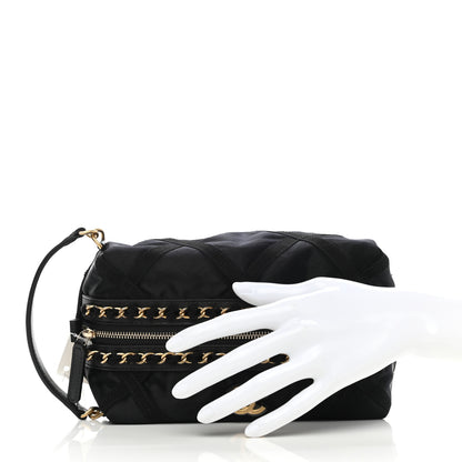 Chanel Nylon Grosgrain Lifestyle Pouch With Sleep Mask Black 2 of 8