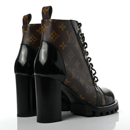 Louis Vuitton Patent Calfskin Monogram Star Trail Ankle Boots 40 Black 4 of 11