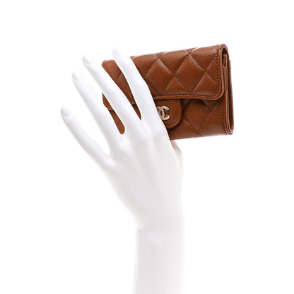 Chanel Caviar Quilted Flap Card Holder Wallet Light Brown 2 of 8