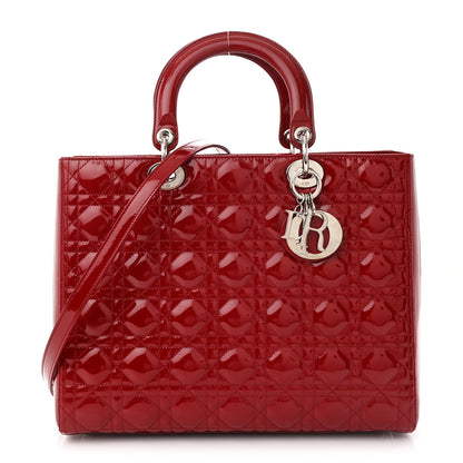 Christian Dior Patent Cannage Large Lady Dior Red 1 of 12