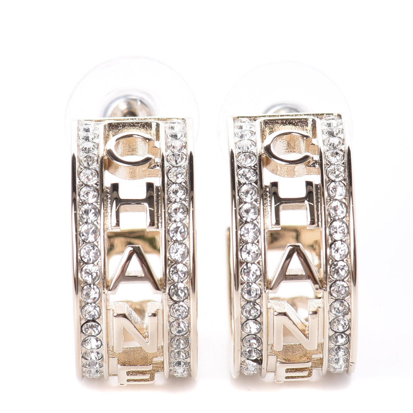 Metal Crystal Bow-tiful CC Hoop Earrings Gold