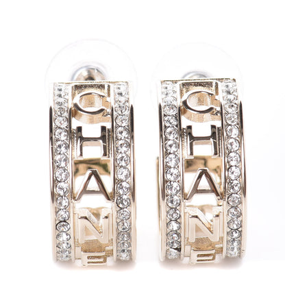 Chanel Metal Crystal Bow-tiful CC Hoop Earrings Gold 1 of 5