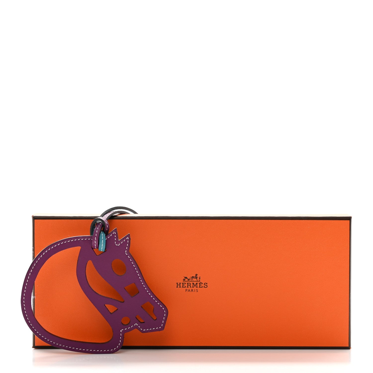 Hermes Swift Paddock Cheval Horse Bag Charm Violet Turquoise 4 of 4