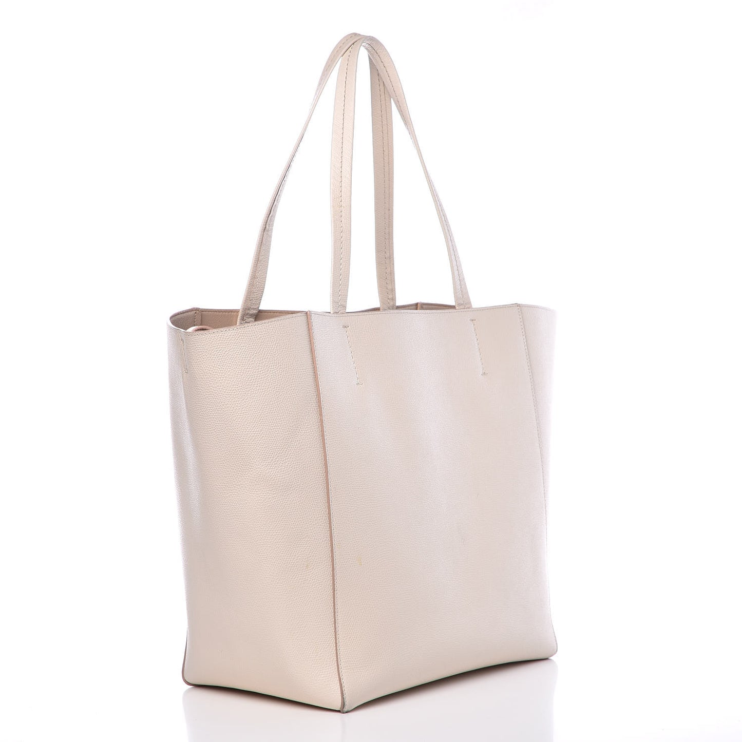 Grained Calfskin Medium Horizontal Cabas Phantom White