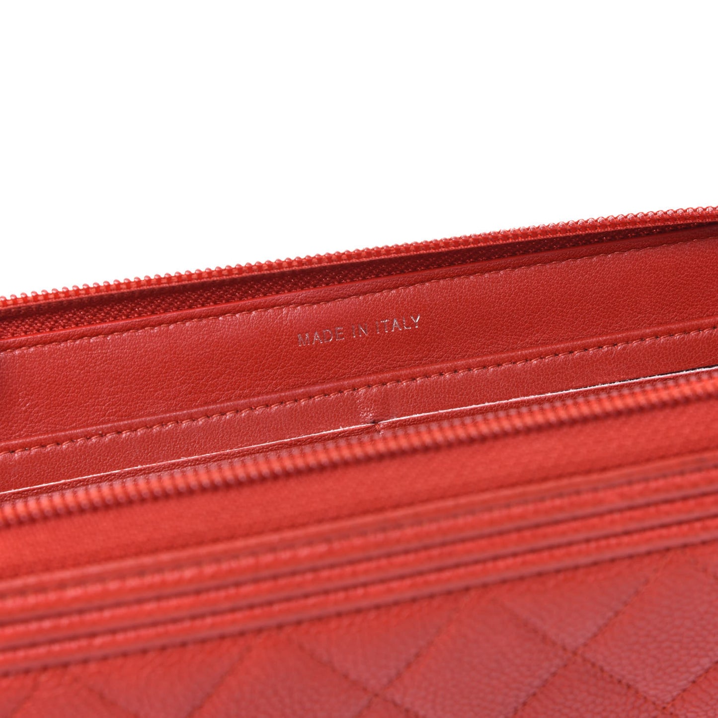 Caviar Quilted Large Boy Zip Around Wallet Red