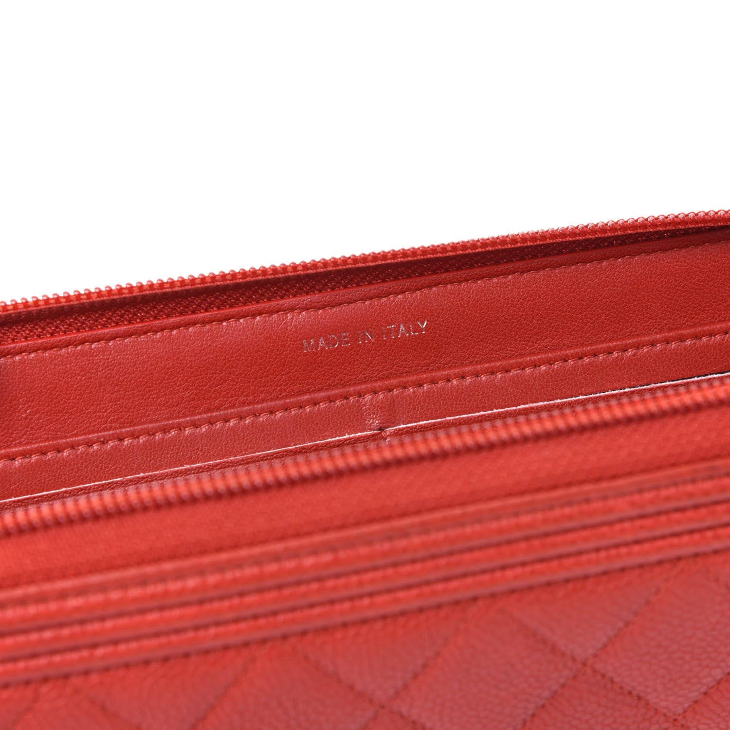 Chanel Caviar Quilted Large Boy Zip Around Wallet Red 8 of 11