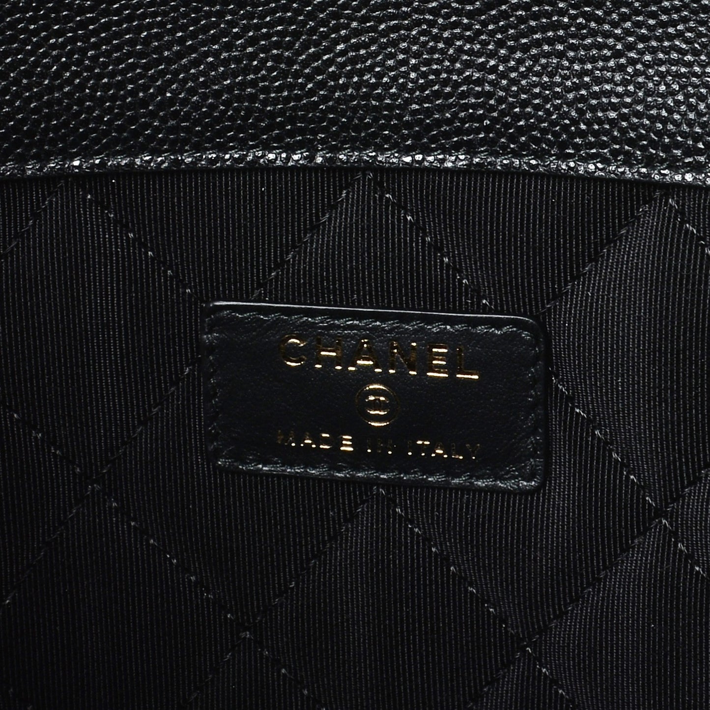 Caviar Quilted Large Golden Class Pouch Black