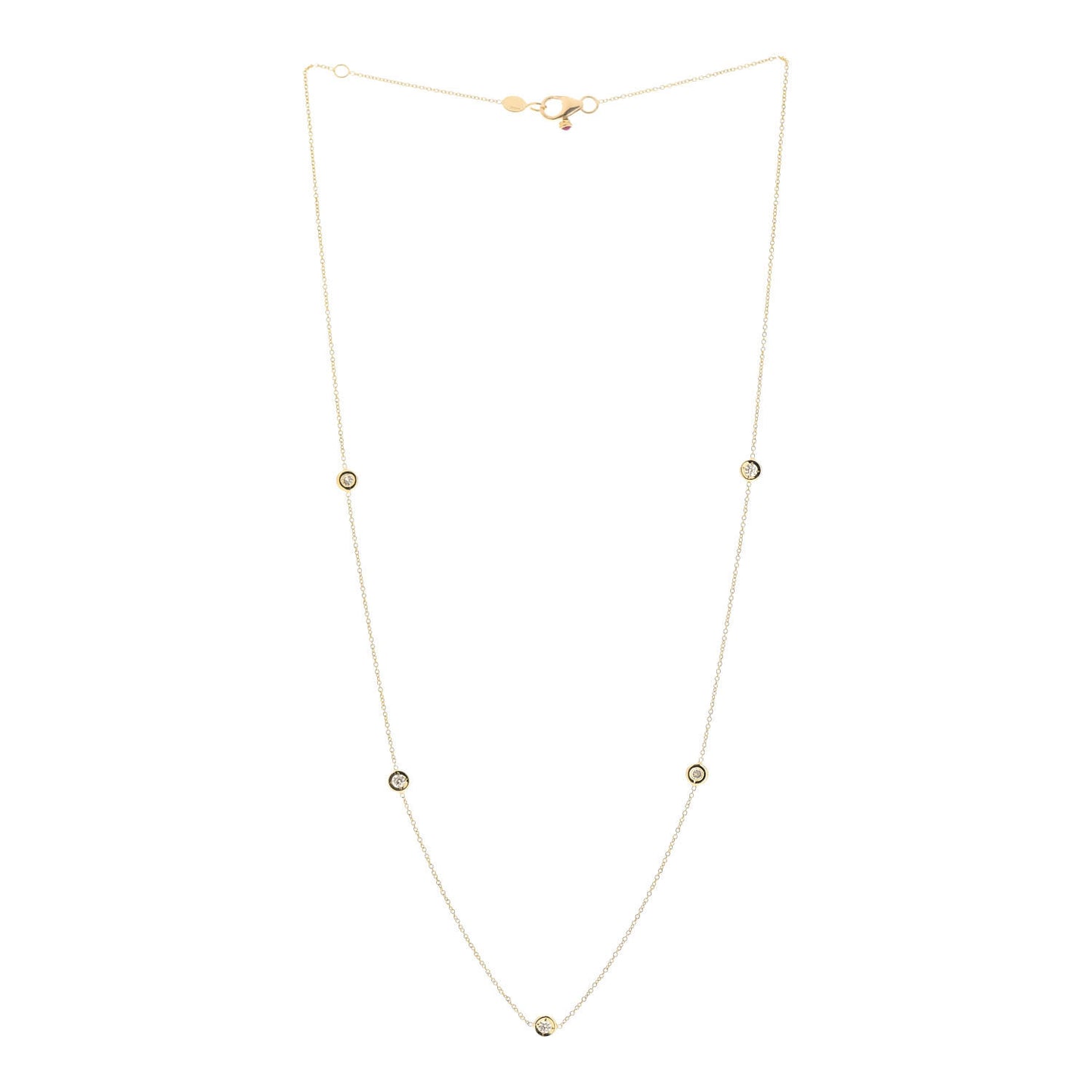 18K Yellow Gold Diamond .25ct Diamonds By The Inch Five Station Necklace