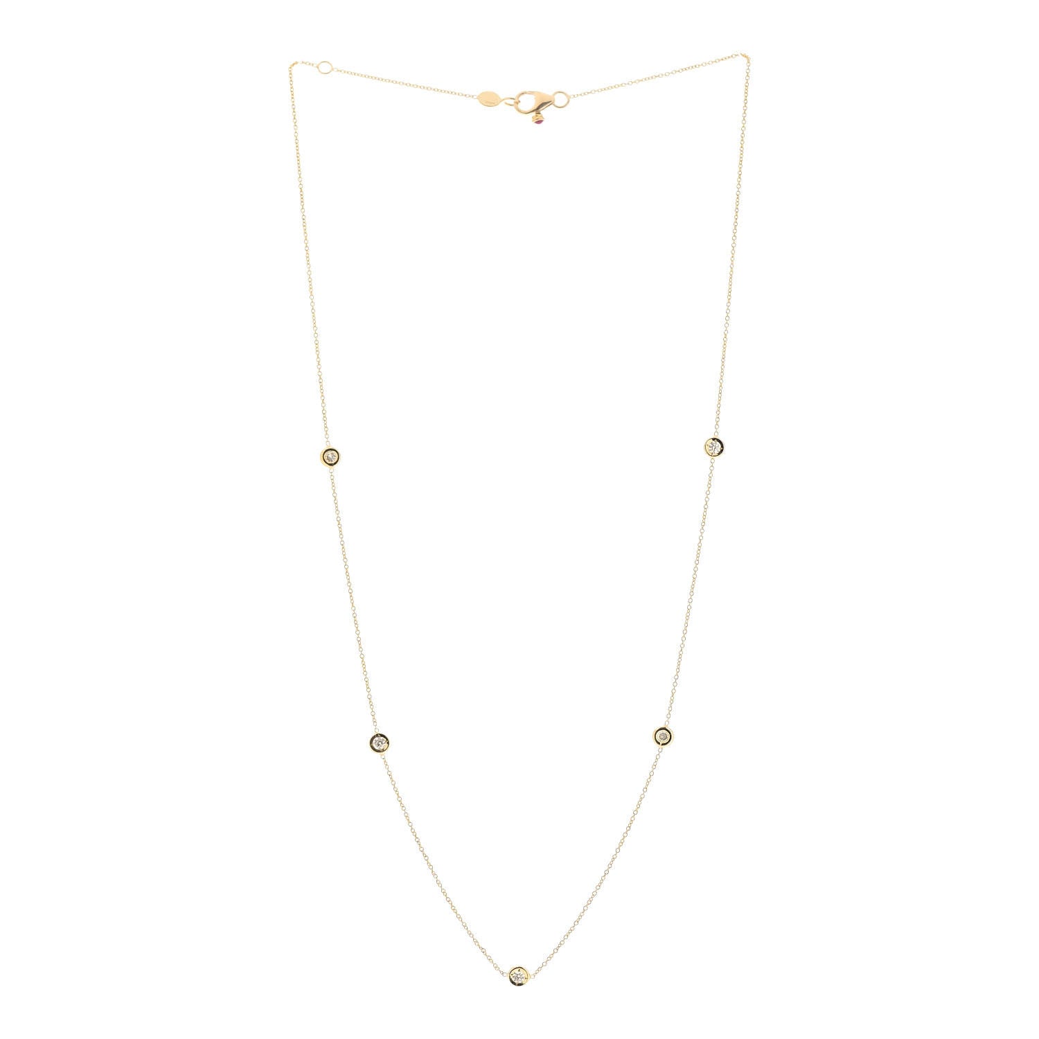 Roberto Coin 18K Yellow Gold Diamond .25ct Diamonds By The Inch Five Station Necklace 3 of 6