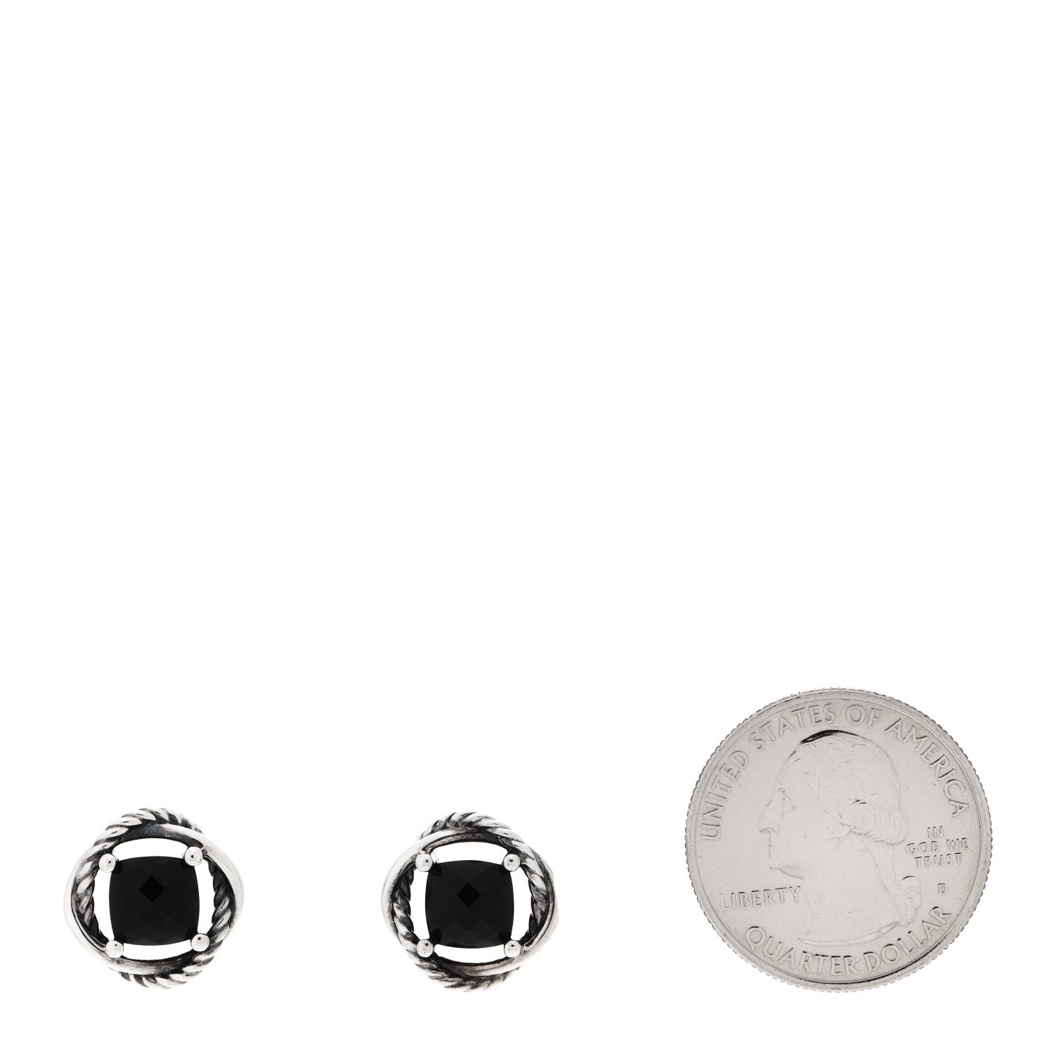 David Yurman Sterling Silver Black Onyx 7mm Infinity Earrings 2 of 4