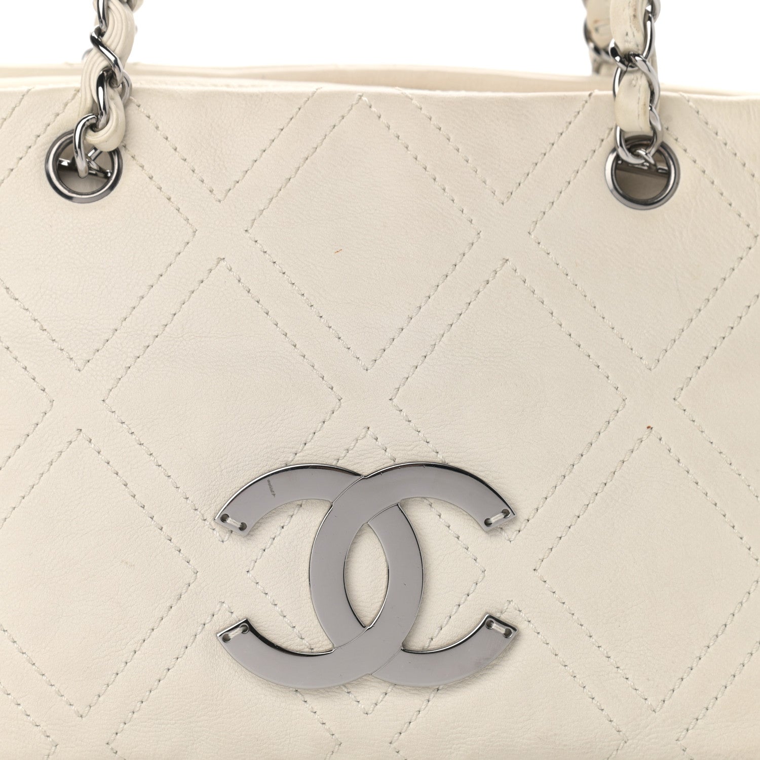 Chanel Calfskin Small Diamond Stitch Tote White 12 of 12