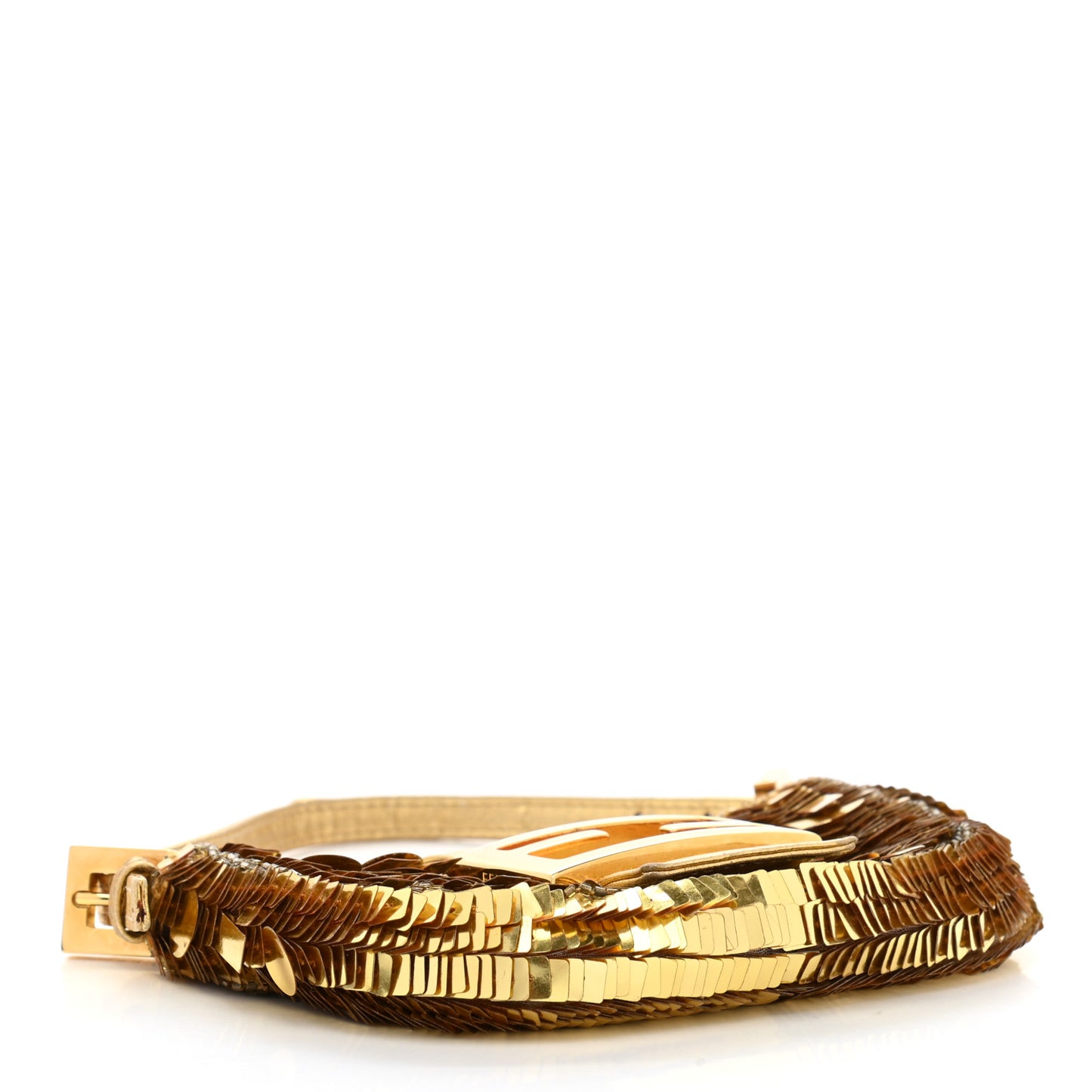 Sequin Paillettes Mini Half Moon Baguette Gold