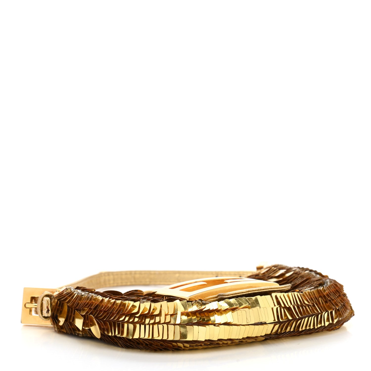 Fendi Sequin Paillettes Mini Half Moon Baguette Gold 4 of 13