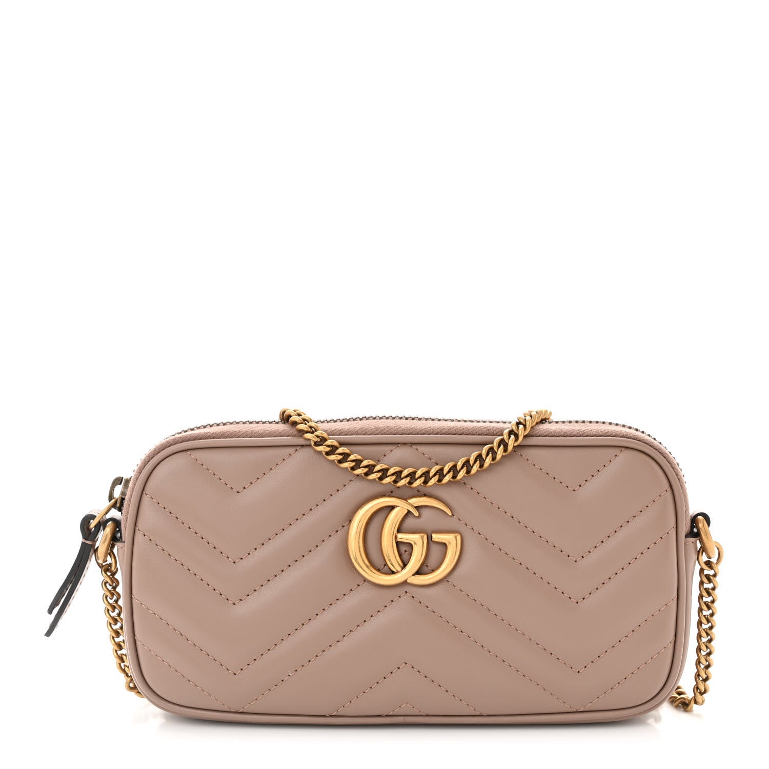 Gucci Calfskin Matelasse Mini GG Marmont Chain Crossbody Bag Porcelain Rose 1 of 10
