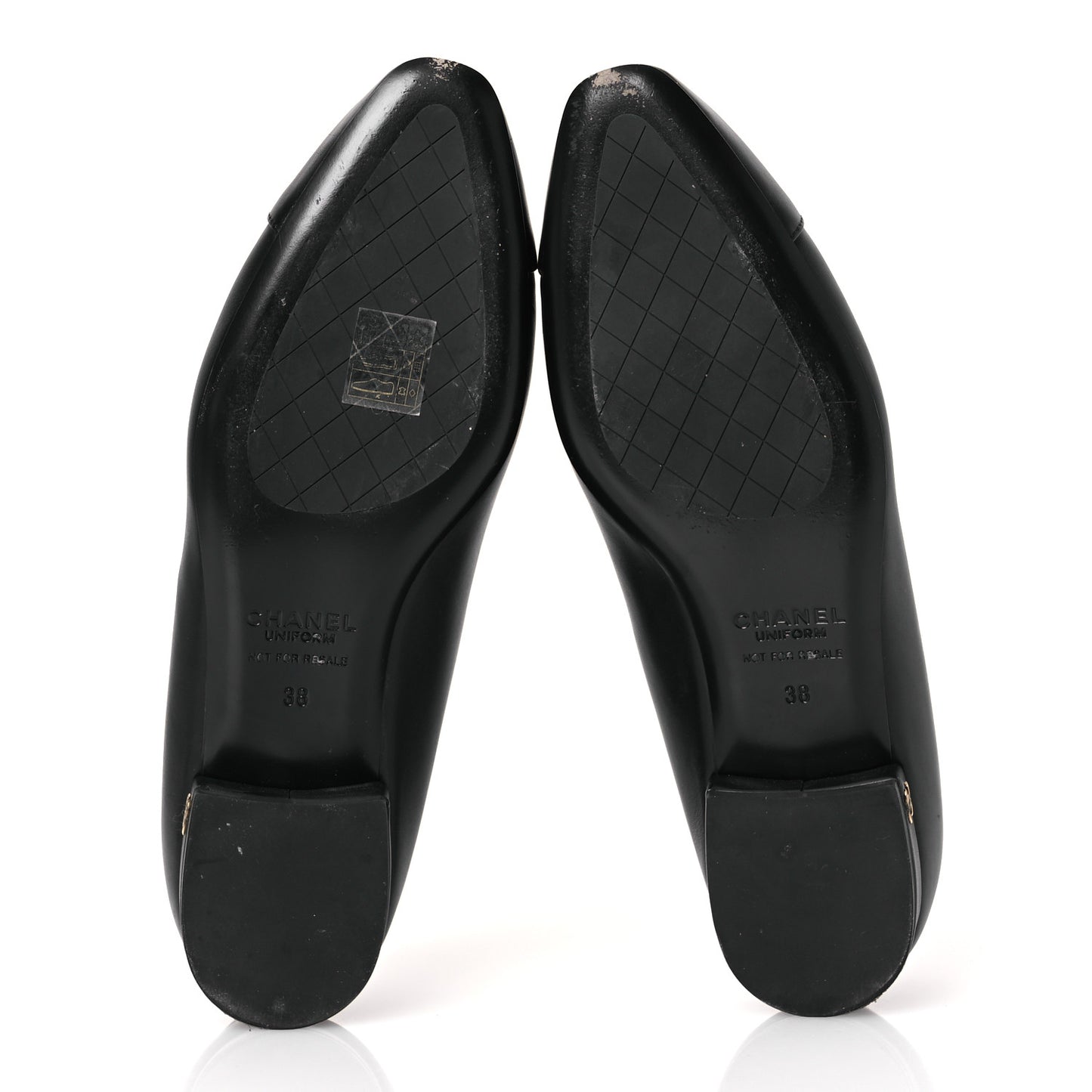 Lambskin Cap Toe CC Uniform Ballerina Flats 38 Black