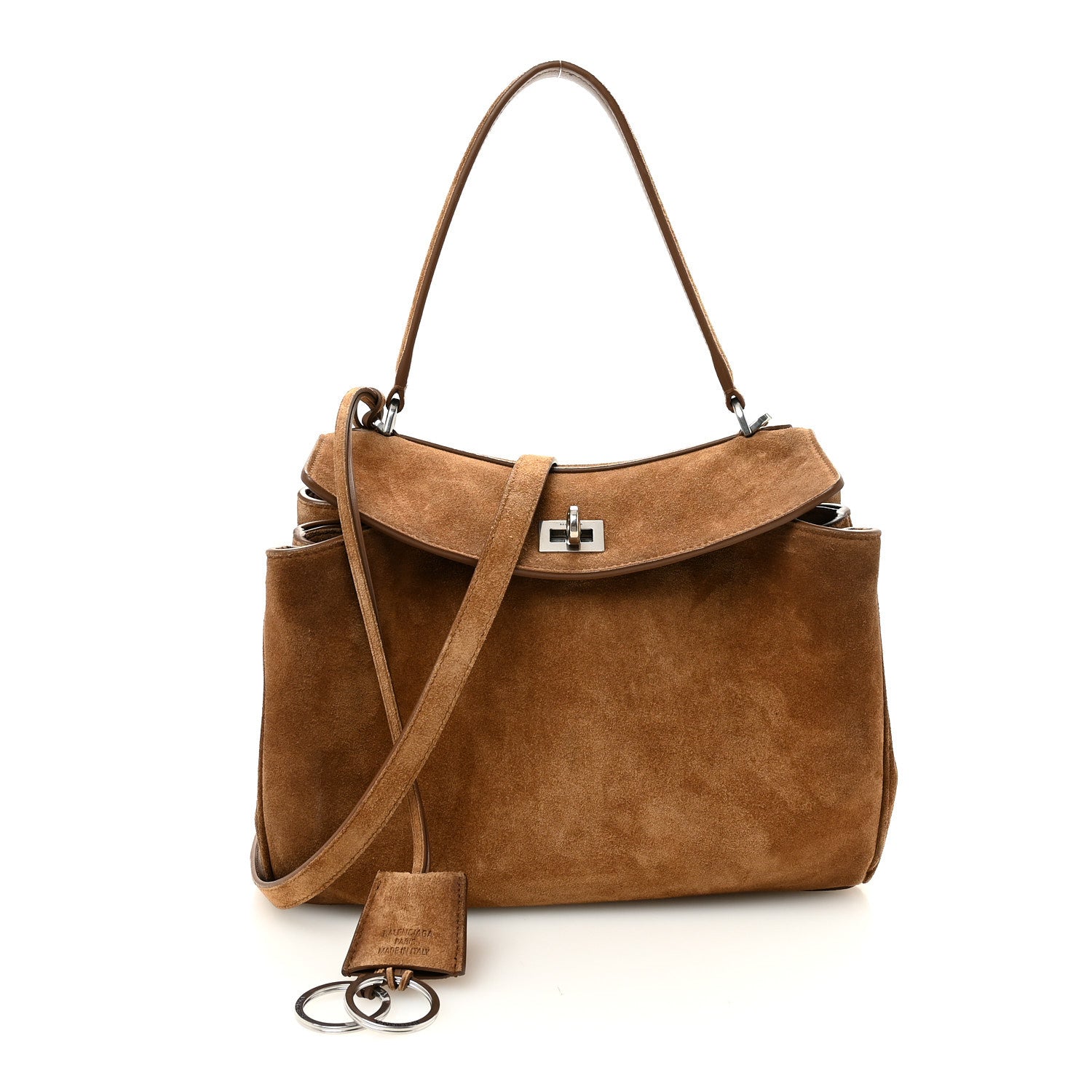 Balenciaga Waxed Suede Small Rodeo Top Handle Handbag Camel 1 of 9