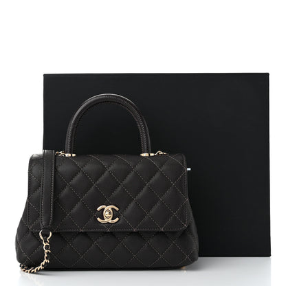 Chanel Caviar Quilted Lizard Embossed Mini Coco Handle Flap Dark Brown 11 of 11