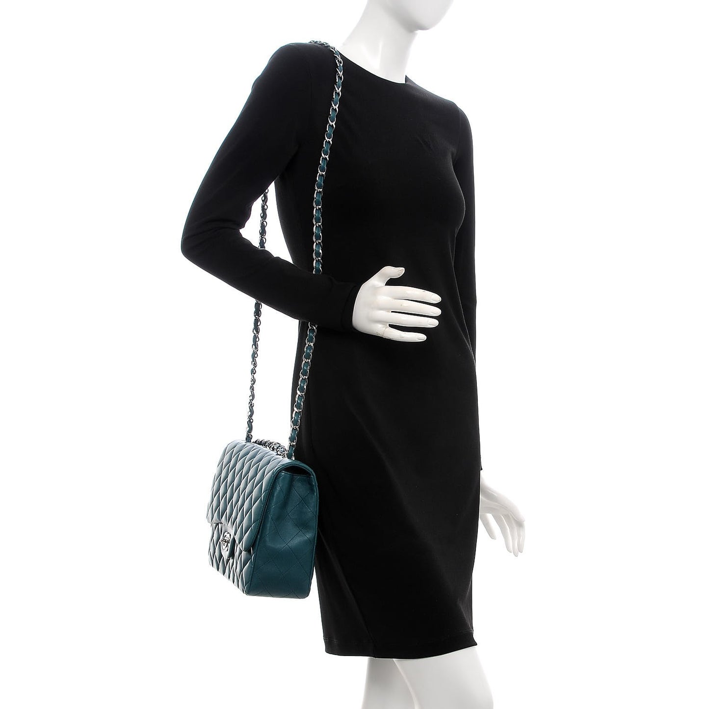Lambskin Quilted Jumbo Single Flap Turquoise