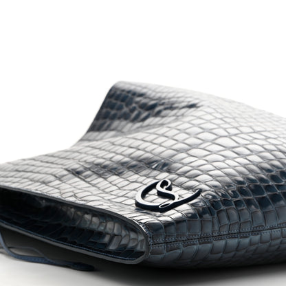 Christian Louboutin Patent Calfskin Crocodile Embossed Le 54 Tote Blue 9 of 11
