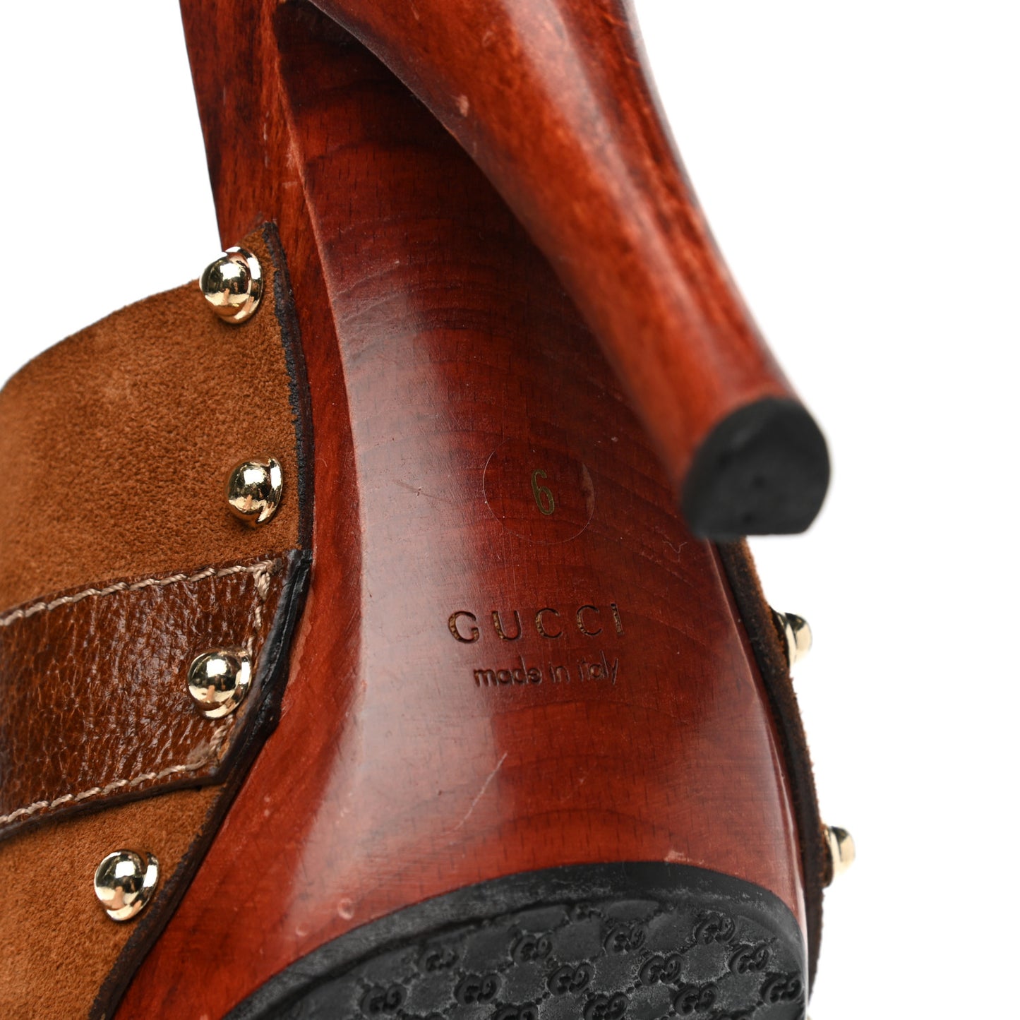 Suede Boarskin Icon Bit Platform Clog High Heel Slide Sandals 6 Nut