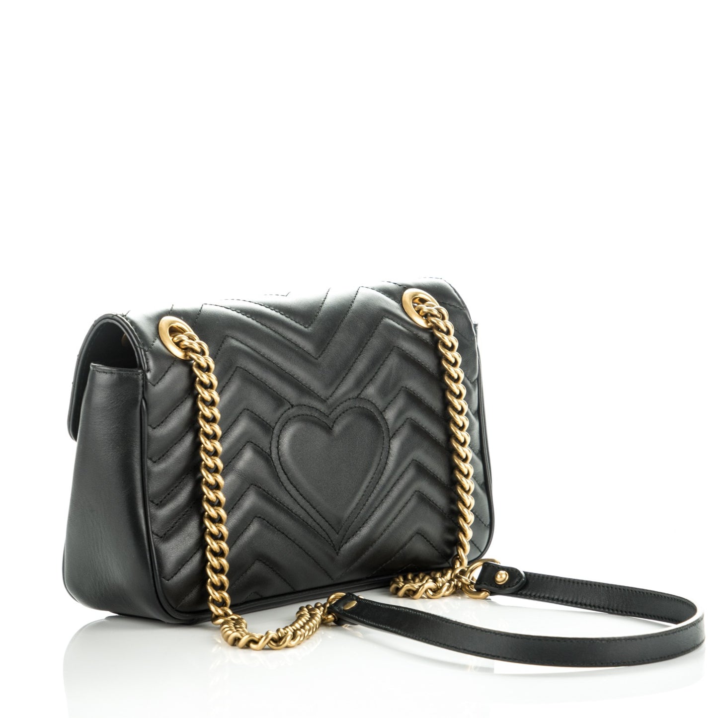 Calfskin Matelasse Small GG Marmont Shoulder Bag Black