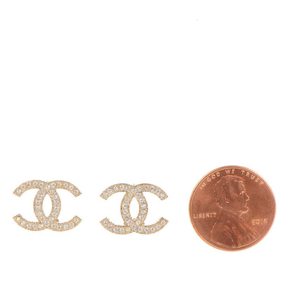 Chanel Crystal CC Earrings Gold 2 of 5