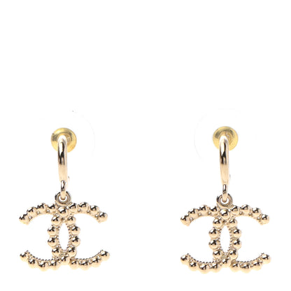 Chanel Metal Bead CC Drop Earrings Gold 1 of 4
