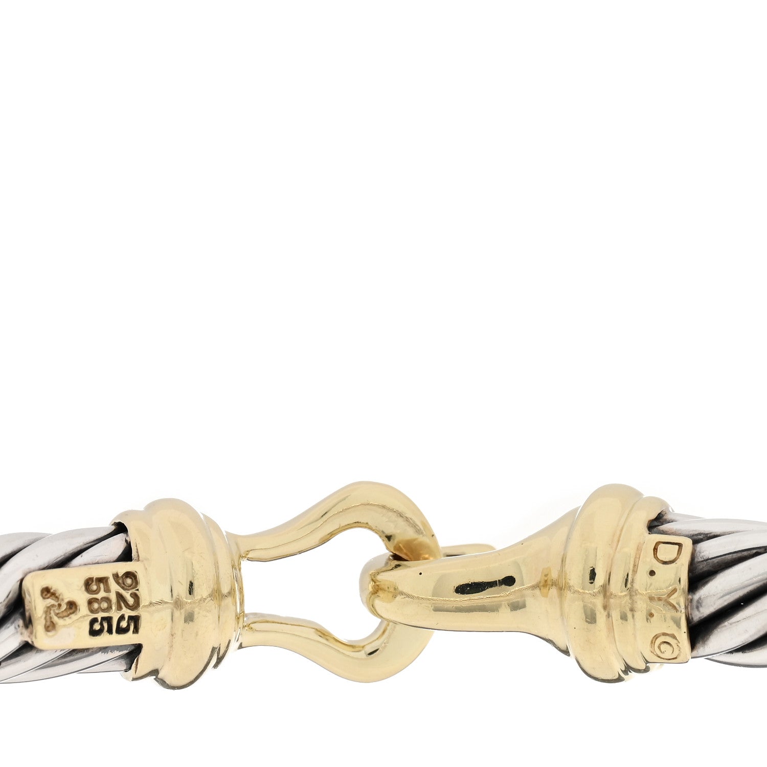 David Yurman Sterling Silver 14K Yellow Gold 7mm Cable Classic Buckle Bracelet 3 of 3