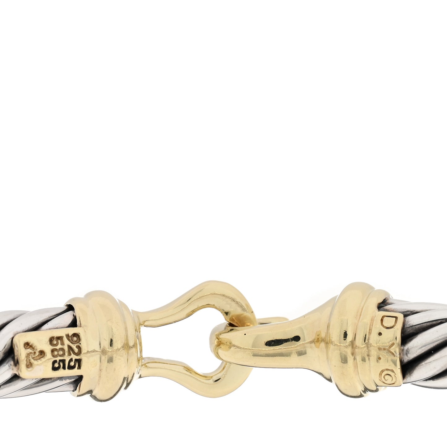 Sterling Silver 14K Yellow Gold 7mm Cable Classic Buckle Bracelet