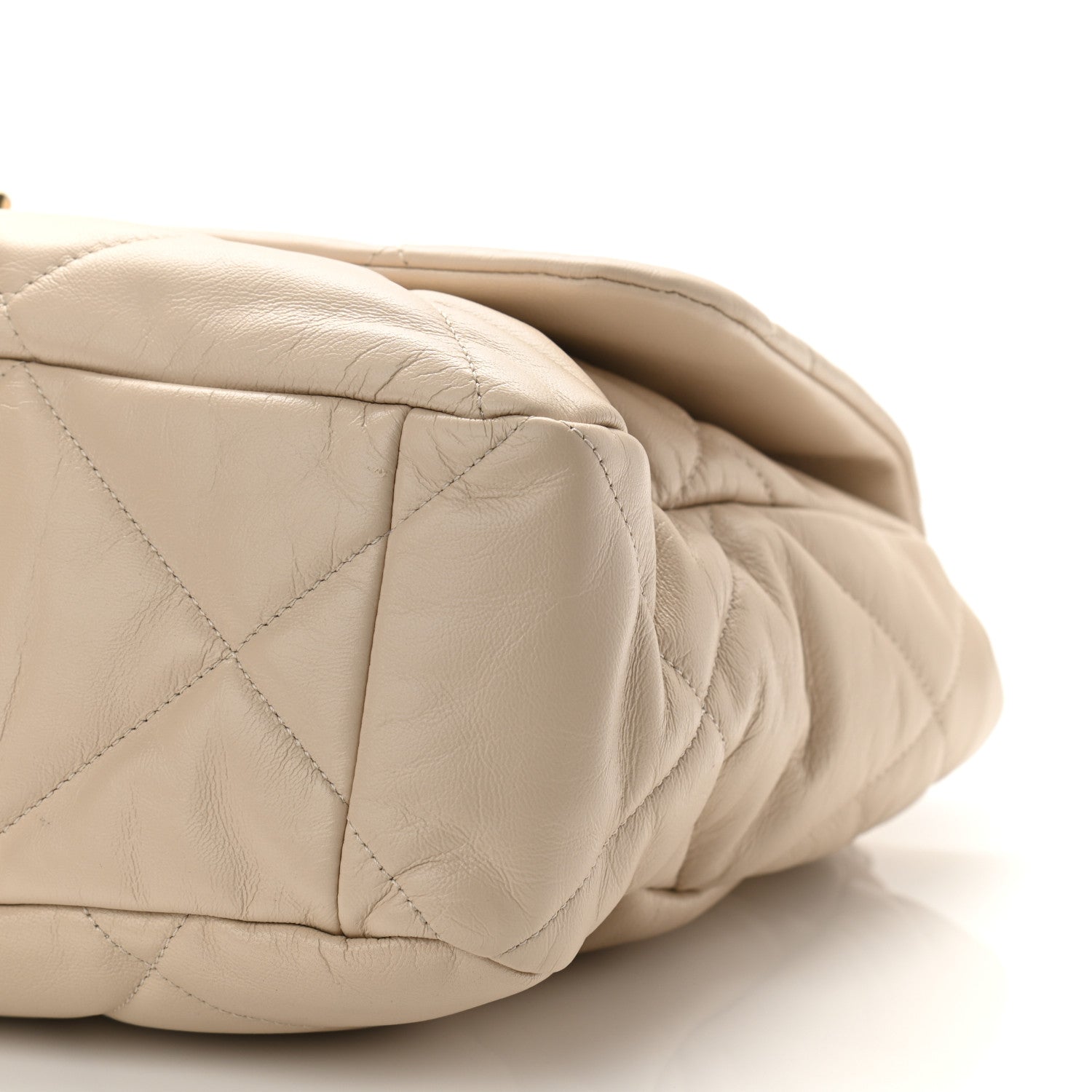Chanel Lambskin Quilted Maxi Chanel 19 Flap Light Beige 10 of 12