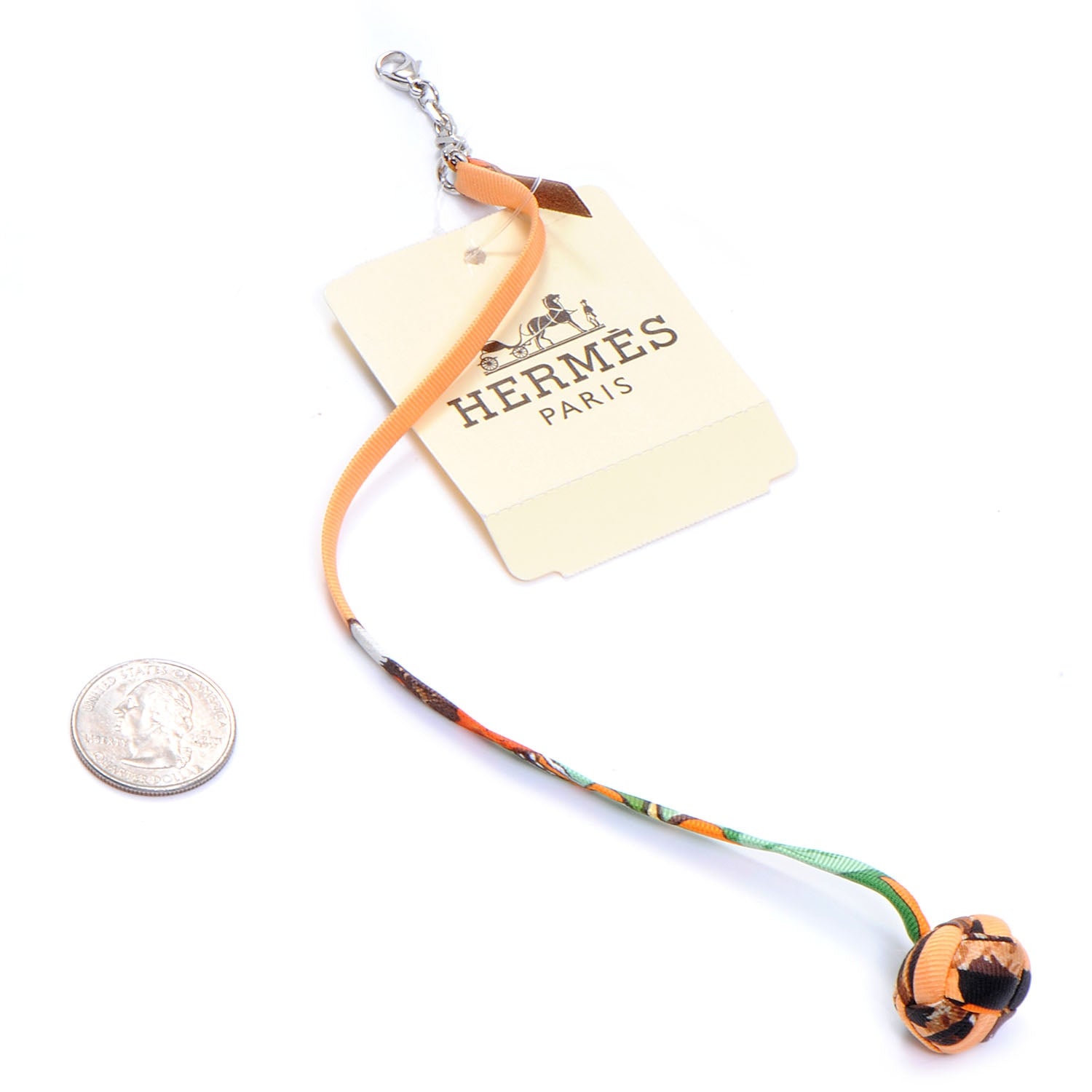 Hermes Silk Silky Grand Pompon Page Marker TGM Orange 2 of 4