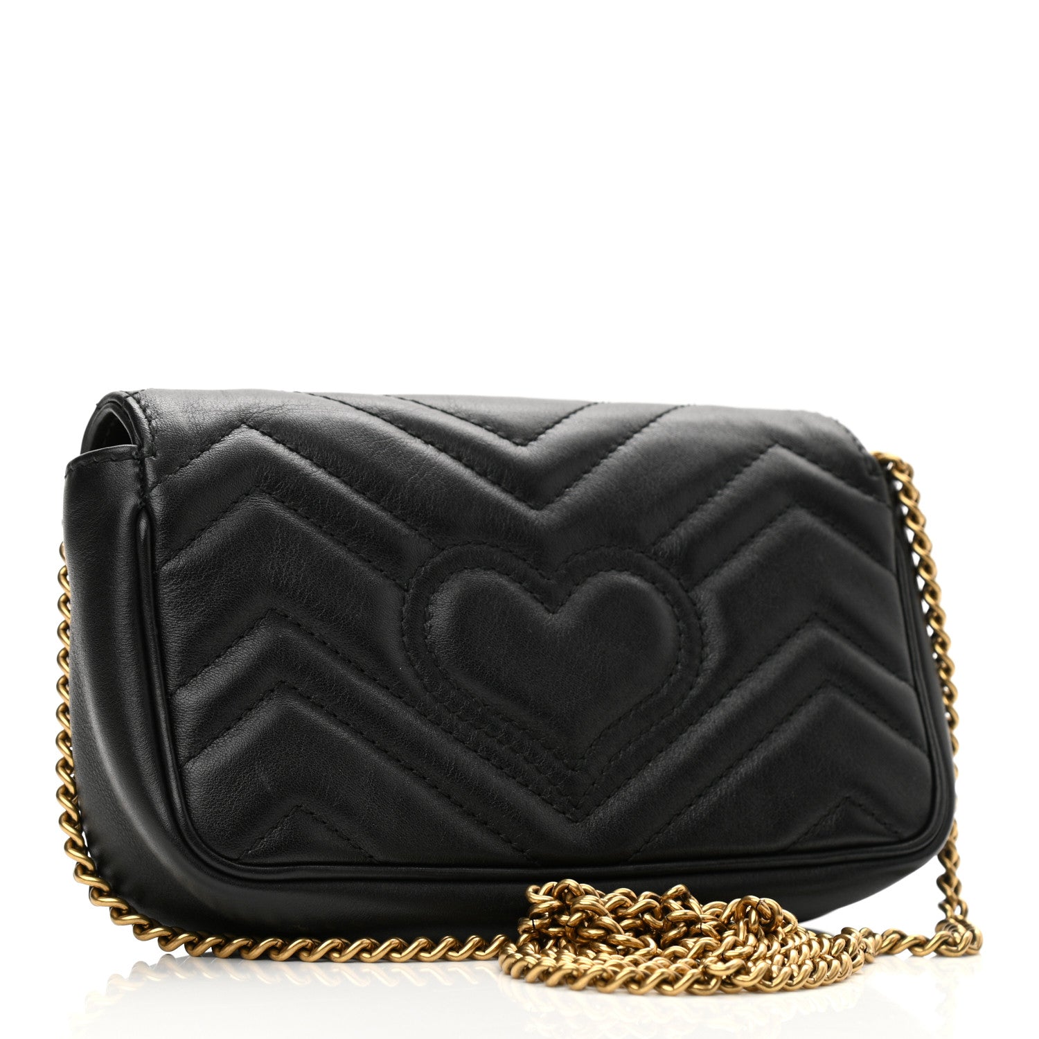 Gucci Calfskin Matelasse Super Mini GG Marmont Shoulder Bag Black 3 of 14